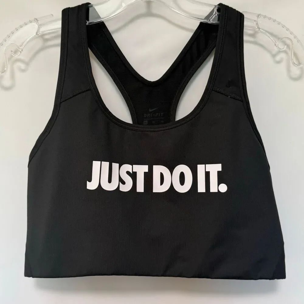 Nike just do it dri fit black white sport bra size XL